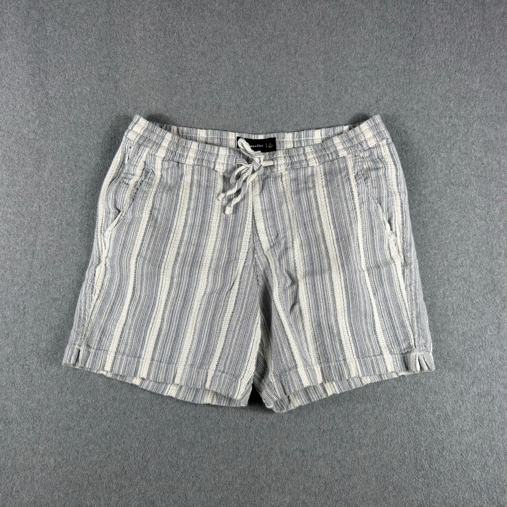 Abercrombie&Fitch Chambray Shorts Men's L Blue Stripe Drawstring 5 Pocket